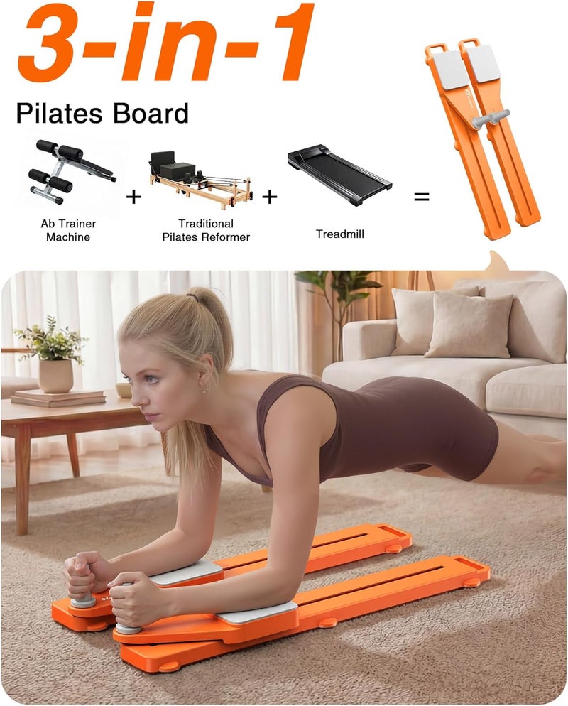 SolidFit Pliates Board - Multifunctional Anti-Slip Silent Pilates Board for Home Workout Portable Pilates Reformer Machine for Full Body Exercise Postnatal Recovery Low Impact Rehabilitation Indoor & Outdoor - Image 3